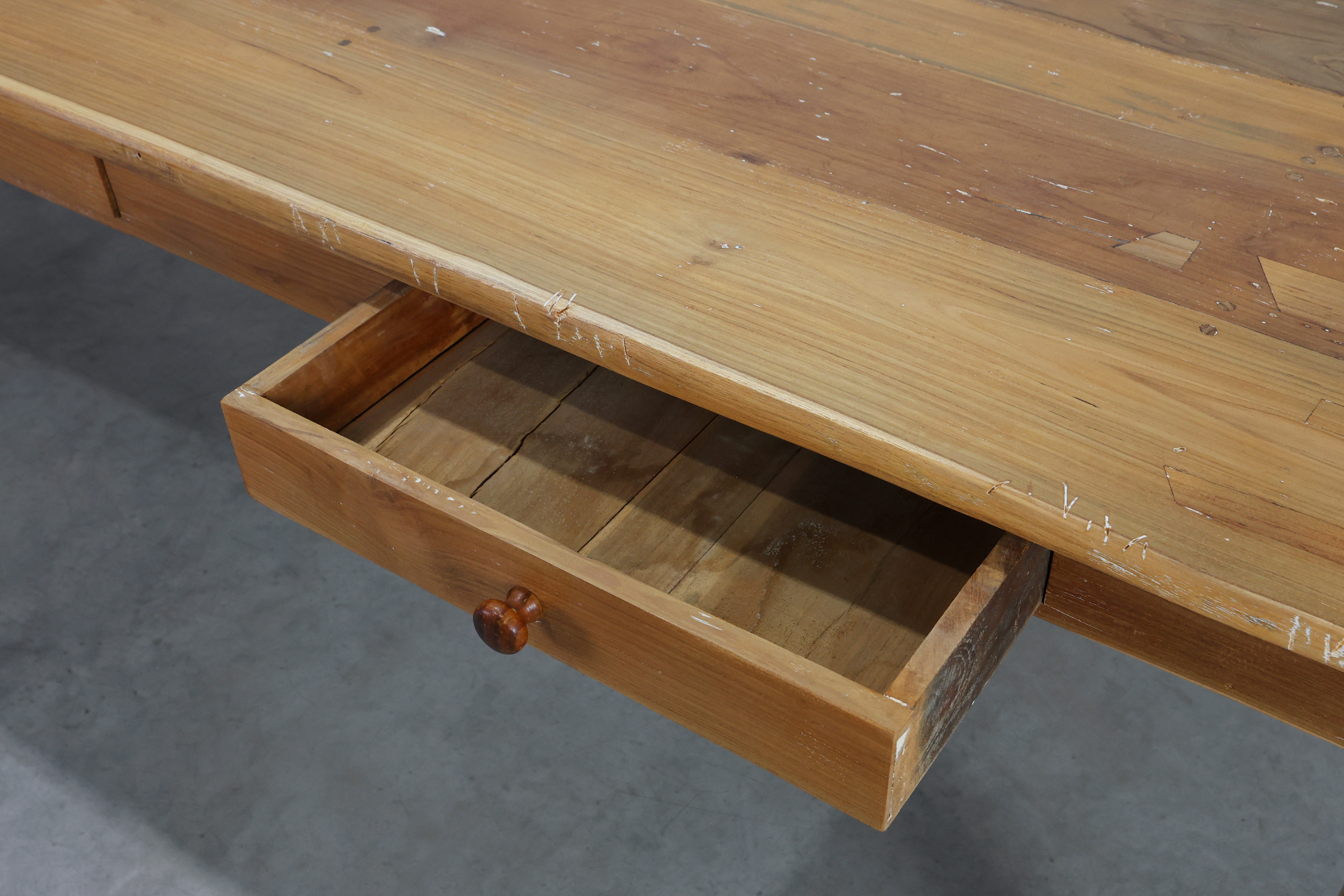 Large french provincial farm table in elm wood, France ca. 1850thumbnail
